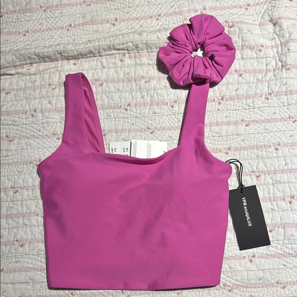 Pink Square Neck Fitted Bustier Crop Top